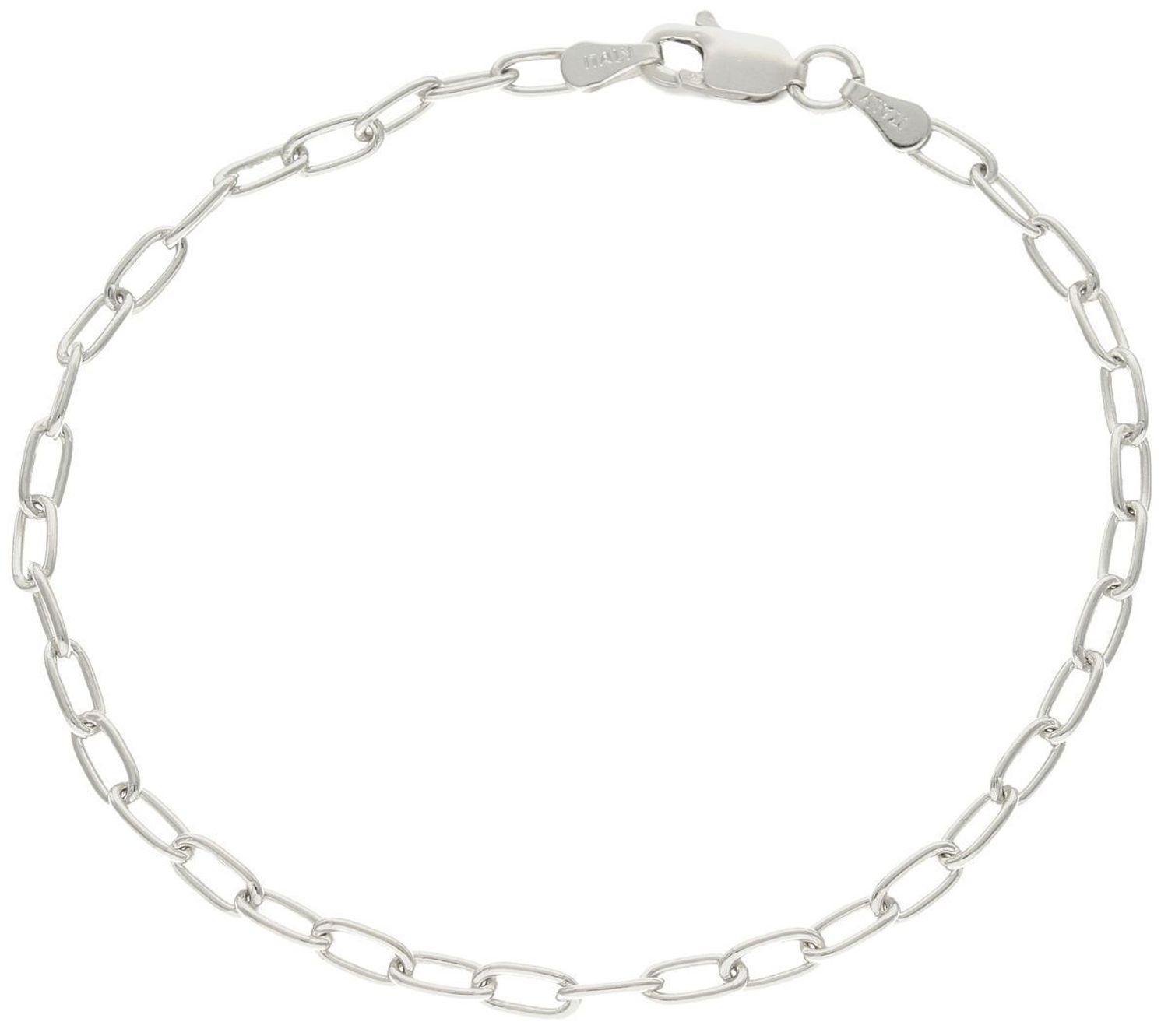 Srebrna bransoletka damska podłużne ogniwka rozmiar 19 rodowana DIA-BRA-19VL-R-925 3mm. Bransoletka wykonana jest z najwyższej próby srebra 925 o splocie podłużnych ogniwek. Bransoletka srebrna o wadze 3,00 gram, długości 190cm ora.jpg